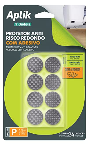Protetor Adesivo Anti Risco, Redondo, Material EVA, Tamanho P, Contém 24 Unidades, Cor Preta, Linha