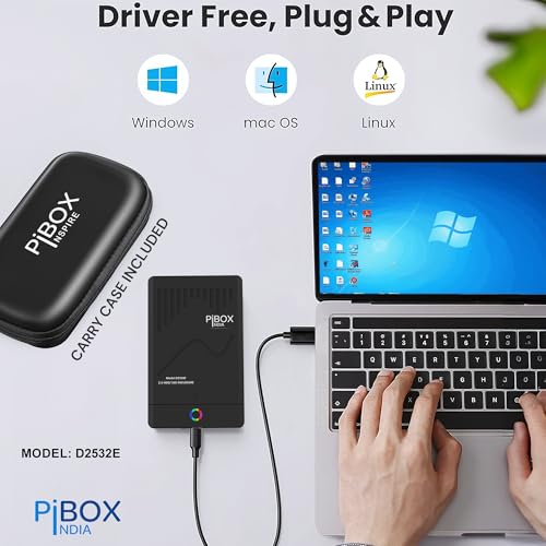 Image of PiBOX 2.5 inch Hard Drive Enclosure RGB LED Type C with OTG Adapter - Retro Casette, PiBOX India 6Gbps USB 3.1 to SATA III Tool-Free External Hard Drive Enclosure for 7mm /9.5mm SSD Laptop HDD UASP