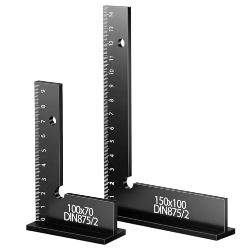 Flintronic 2 Pcs Équerre de Menuisier, Angle Droit Bloc Règle avec Échelle, 150x100mm&100x70mm...