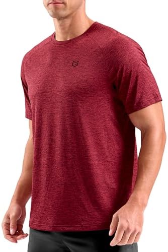 G Gradual Mens Workout Dry Fit Shirts Athletic Performance T-Shirts Moisture Wicking Lightweight Tee Shirts for Gym Running(Red,L)