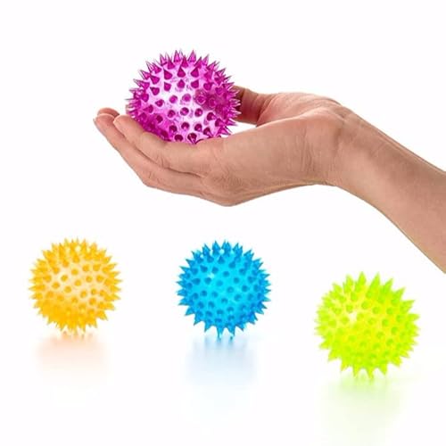 6 Spiky 6.5cm LED Flashing Bouncy Disco Balls with Light, Squishy Stress Relief Fidget Squeezy Spikey Ball Toy for OCD ADHD ADD & Autism High Anxiety Levels, Pet Toy or Baby Sensory Class (6_Pack) - Image 7