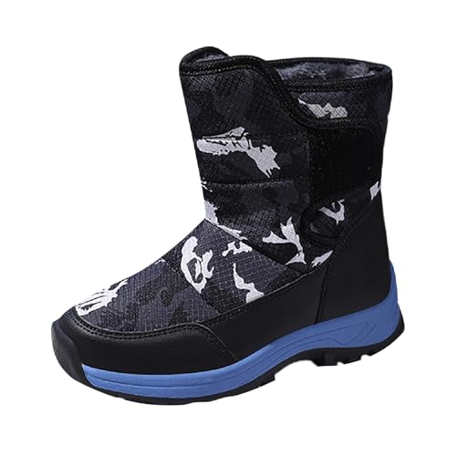 Botas de nieve para niñas y niños, botas de invierno con forro polar, botines suaves, antideslizantes, para interiores y exteriores, Black, 37 1/3 EU