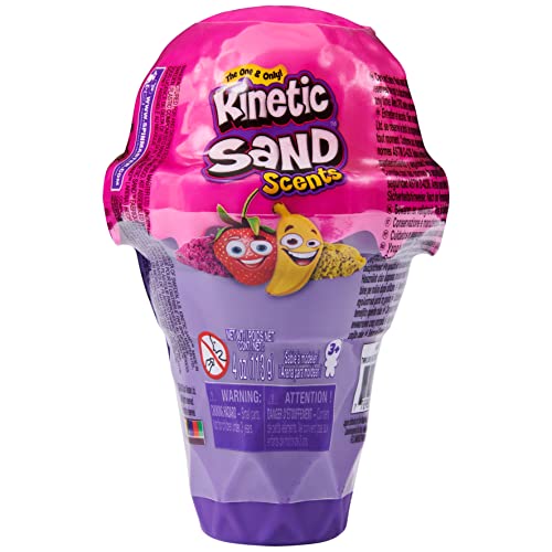 Kinetic Sand Fantasía Scents, Cono de Helado de 113 g con 2 Colores perfumado Totalmente Natural (Varios Modelos Disponibles), Morado, Talla única (Spin Master 6058757)