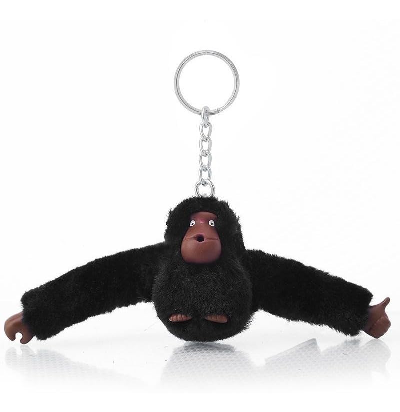 Chaveiro Macaco De Pelúcia Pequeno Viagem Fofo Bolsa Para Estojo Macaquinho Vintage Dedo Pompom (preto)
