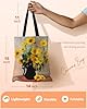 Miss Adola Tote Bag for Women Girls Aesthetic Canvas Tote Bag Inspired Gift Reusable Casual Bag for Work Shopping Travel, Black Cat Sunflower #3