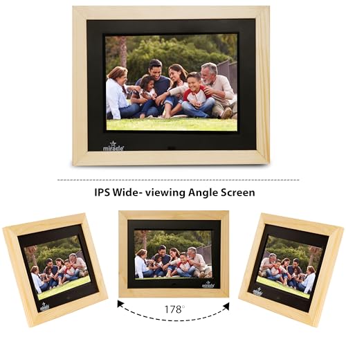 Image of Miracle Digital 8'' IPS HD Wooden Digital Photo Frame | 8GB Memory, 2GB RAM, 32GB Expandable | USB & SD Support | 180 Wide View, Stereo Sound | Slideshow for Photos, Videos & Music - Wooden Light