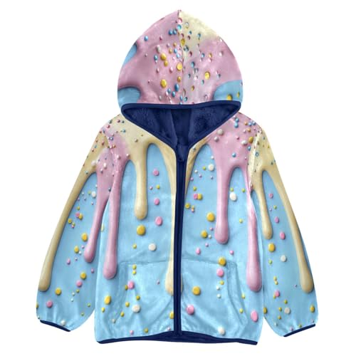 Dripping Colors with Sprinkles Toddler Fleece Jacket Girl Boys Hooded Fleece Jacket Coat Warm Outwear Zip-up 3-10T