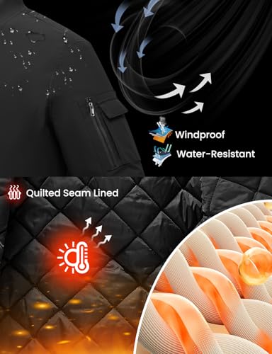 TBMPOY Men's Fall Jacket Winter Windbreaker Bomber Zip Up Padded Softshell Warm Windproof Casual Coat3