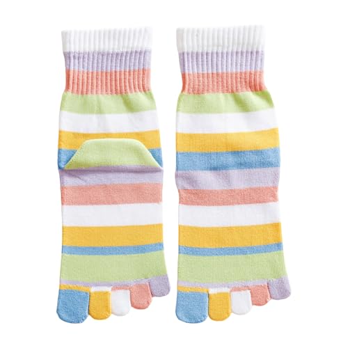 Dsgzkk Women Colorful Rainbow Split Toe Socks Winter Fall Five Finger Separated Middle Tube Socks Sports