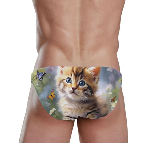 Men's Cute Cat Swim Briefs Bikini Swimsuit S 202a01914