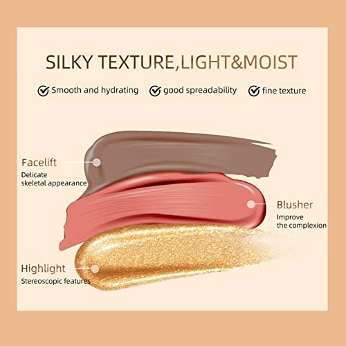 6 Pcs Liquid Contour Beauty Wand, Highlighter Contour Blush With Cushion Applicator, Multifunctional Makeup Wand, Natural Silky Smooth Creamy Liquid Blush Wand, Waterproof Body Face Contouring Makeup #TOP6