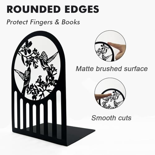 Weudes Book Ends, Hummingbird Bookends For Shelves, Decorative Book Ends For Heavy Books, Non-Skid Book Shelf Holder To Hold Books For Office thumb #3