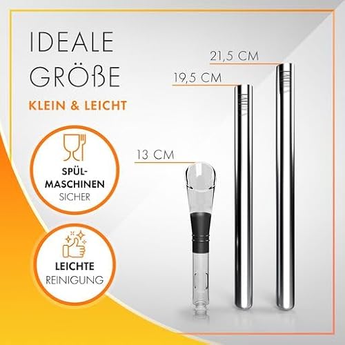 Foto von Paully's Weinkühlstab 6er Set-Mit Ausgießer-Flaschenverschluss-Folienschneider-Tasche inkl. 2 Weinkühlstäben für jede Flaschengröße-Das perfekte Geschenk für Weinkenner