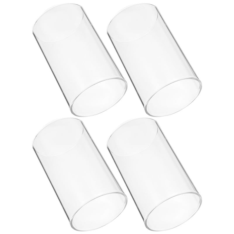 Garneck Cylindre en verre sans fond de 7 cm de diamètre - Pour l'intérieur et l'extérieur - 4 bougeoirs transparents - 10 x 7 x 7 cm - Cylindre de rechange pour fête, maison, banquet en plein air