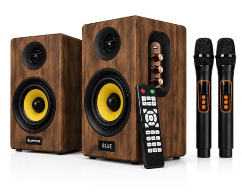 Surfans KDR-888 Powered Bookshelf Speakers, 100W Maximum Output, 2.0 HiFi Stereo, Built-in DSP, HDMI ARC, Bluetooth 5.3,wall-Shaking bass, Karaoke,TV, CD, PC