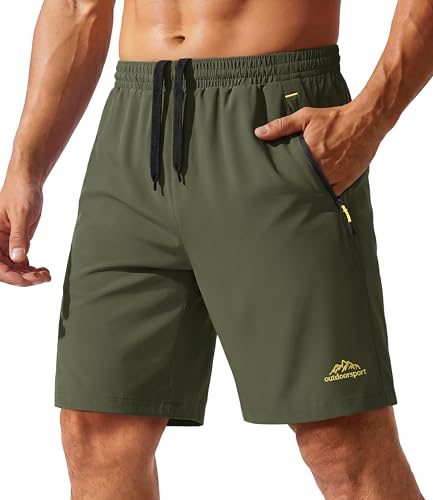Image of TACVASEN Summer Shorts Men Beach Holiday Shorts Outdoor Quick Dry Shorts Surf Swim Shorts for Men Board Lightweight Shorts Zip Pockets Green Olive