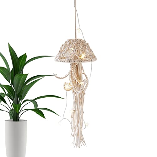 Ditanpu Macramé, Las Medusas Iluminan el Tapiz Bohemio del Atrapasueños - Dream Catcher Decoración de Pared para Niñas, Montaje en Pared, Algodón