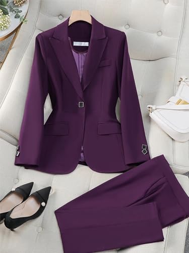 Women Pant Suit Office Ladies Female Business Work Wear 2 Piece Set Formal Blazer Jacket and Trouser2
