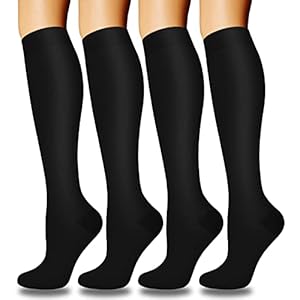 Aoliks Black Compression Socks for Women & Men Circulation 15-20 mmHg – Best Support for Nurses,Running(S/M)