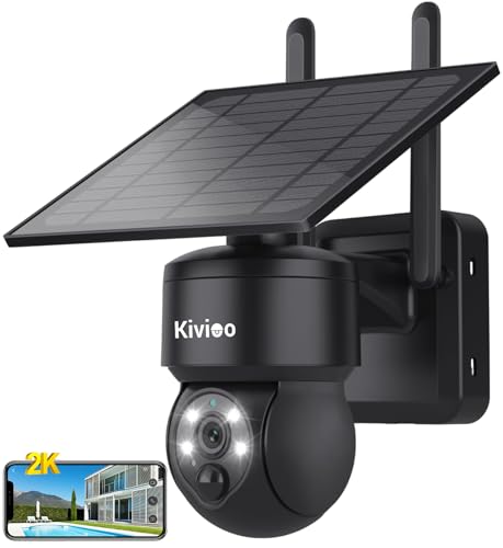 KIVIOO Vendeur FRANCAIS Camera de Surveillance WiFi Exterieure sans Fil Solaire, Message d'alerte,Sirène, Détection Humaine, Suvi Automatique,Vision nuit couleur, Audio Bidirectionnel,Support Francais