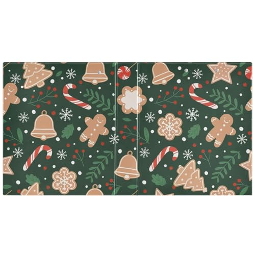 Image of 3 Ring Binder Christmas Gingerbread Snowflakes 1.5 inch Binders Three Ring Binders with Clipboard Fit 8.5'' x 11'' Paper 3 Interior PVC Clear Pockets for Office Supplies