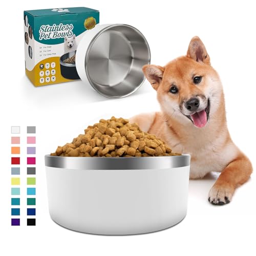 Ikitchendogbowlforfoodandwater40ozstainlesssteelpetfeedingbowldurablenonskiddoublewallinsulatedheavydutywithrubberbottomformediumlargedogs40ounces5cupwhite Urban Country Home Decor Ikitchen dog bowl for food and water 40 oz stainless steel pet feeding bowl durable non skid double wall insulated heavy duty with rubber bottom for medium large dogs 40 ounces5 cup white urban country home decor