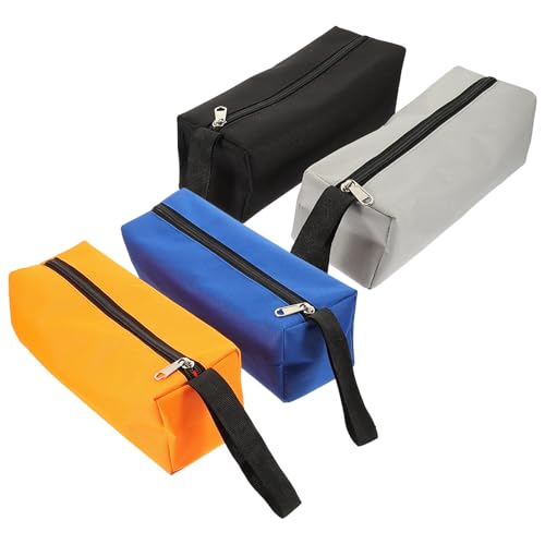 OATIPHO Bolsa para Herramientas Pequeña de Lona Oxford Resistente Set 4 Piezas Azul Naranja Negro Gris Asa para Transporte Organizador Multiusos Adecuado para Ferretería y