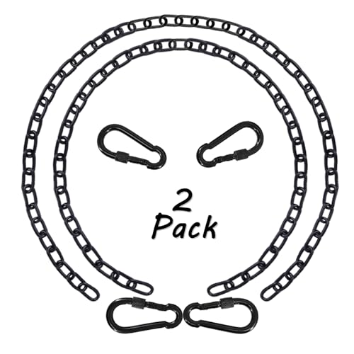 2 Pack 44in Hanging Swing Chain with 4 Carabiners, 660LB Capacity Hanging Kits Heavy Duty Hanging Chair Hardware for Hammock Swing Hanging Chair Punching Bags Sandbag Indoor Outdoor Yoga Gym (Black)