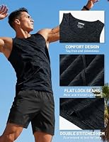 TACVASEN Mens Workout Tops Gym Athletic Tank Tops Summer Beach Sport Wear Fitness Performance Muscle Tee Shirts Black L — image 4