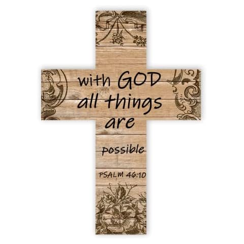 Wood Hanging Cross Sign With God All Things Are Possible Wood Wall Art Cross Plaque Christian Family Religious Home Decor Wall Art Sign 5x7 inch Cover