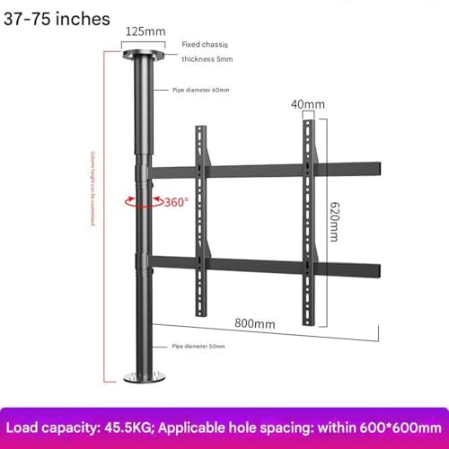 Support de sol réglable pour téléviseur 37-75 pouces rotatif à 360° - 3