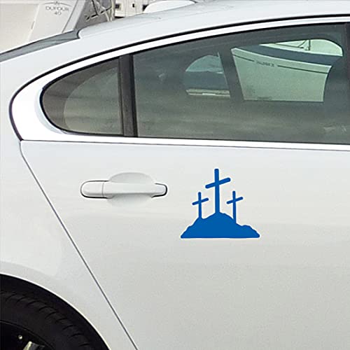 Image of Calvary Crosses Christian Jesus (Azure Blue) (Set Of 2) Premium Waterproof Vinyl Decal Stickers For Laptop Phone Accessory Helmet Car Window Bumper Mug Tuber Cup Door Wall Decoration