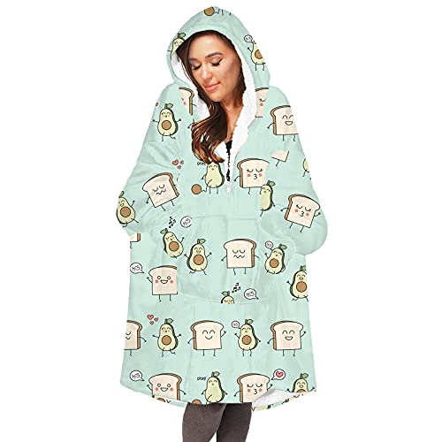 laamei Sherpa Hoodie Oversized Hoodie Kapuzenpullover Sweatshirt Übergroße Hoodie Decke TV-Decke Warm Winter Weich Riesig Damen Männer Mädchen Kuscheldecke mit Kapuze(Avocado#4,Einheitsgröße) Cover