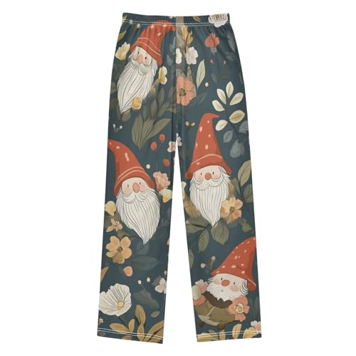 Gnome with Flowers Boys Long Pants Soft Trousers Elastic Waist Kids Lounge Bottoms with Pockets S-XL2