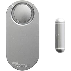 Alarma Sonora Para Puertas Y Ventanas ARREGUI AL012 Alarma para casa, hogar, tienda | Sensor de alarma para puerta y ventana con 2 controles remotos | Alarma sonor inalambrica con bateria | Sistema de seguridad | Color plata