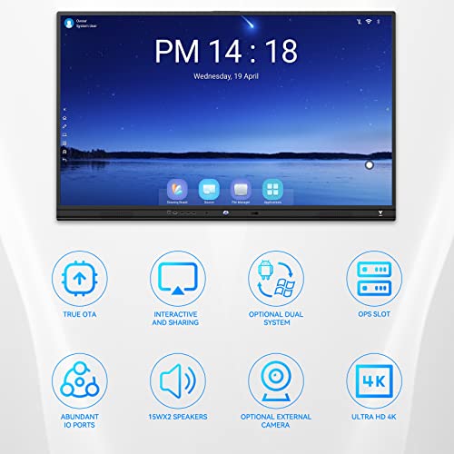 Smart Board, Tiburn Hq Board 55" V1 4K Uhd Smart Whiteboard, All-In-One Interactive Board For Office And Classroom With An 8‑Core Cpu & Open App Ecosystem(Includes Board And Wall Mount) #TOP1