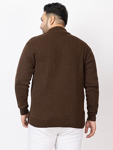 Image of Kvetoo Plus Size Men High Neck Zipper Full Sleeve Woolen Winter Sweater