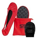 Silky Toes Foldable Flats for Women Purse Ballet Shoes Ballerina Slippers Red
