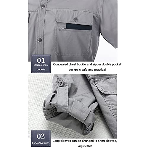 Work Jacket, Jacket Workwear, 100% Cotton Thin and Light Breathable Work Clothes Suit,B,XXL3