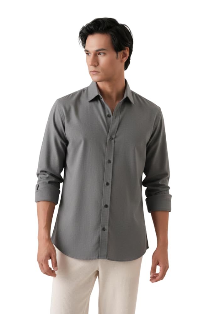 Image of CRYSTAL SKY Men Airy Linen Cotton Shirt Regular Fit Full Sleeves Solid Formal Shirt Stylish Daily Casual Office Wear