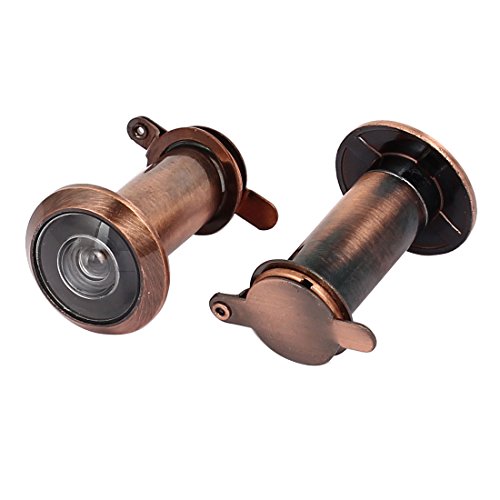 Mirillas para puertas Aexit de 16mm de diámetro, acabado cobre tono clásico, ángulo de visión de 200 grados, paquete de 2 piezas