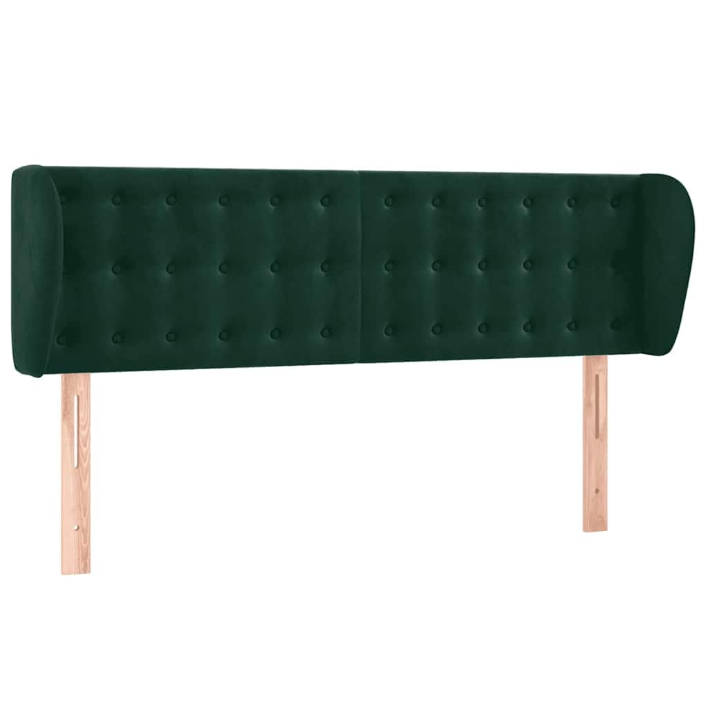 vidaXL Tête de lit avec Oreilles Vert foncé 147x23x78/88 cm Velours