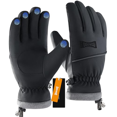GOUNOD Winter Gloves for Men Women Thermal Insulated Waterproof Windproof Cold Weather Gloves Touchscreen Screen Compatible Non-Slip Grip Great for Running Driving Cycling Hiking (Gray XS)