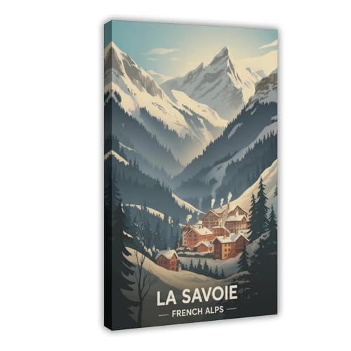Poster rétro de ski vintage Alpes affiche grand format décoration murale chalet de montagne 50x76