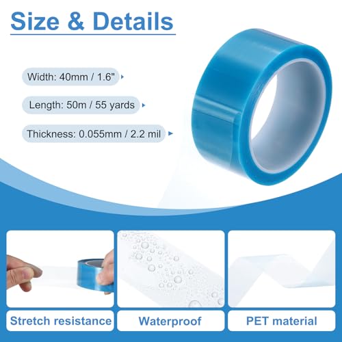 Image of PATIKIL 40mm x 50m Refrigerator Tape PET Fridge Non-Residual Adhesive Tape for Fixing Drawer Refrigerator Air Conditioner Printer Sky Blue