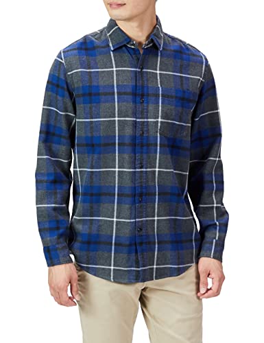 Image of Amazon Essentials Men's Regular Fit Long-Sleeve Flannel Shirt, Soft Brushed Cotton, Lightweight yet Warm