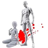 デッサン人形 関節可動31ヶ所 男性＆女性モデル スタンド付き 【プロ漫画家推薦】漫画・美術用 筋肉表現可能 デッサンドール スケッチモデル フィギュア 作画練習 美術教材 グレーの男女