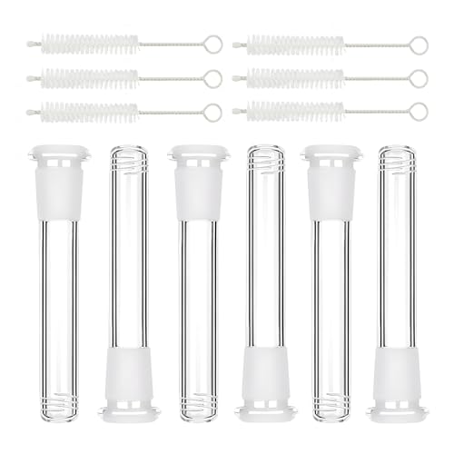 100mm/3.94in Length Downstem Glass Tube with 6 Cleaning Brushes, 14mm ID Crystal Clear Borosilicate Glass Tube for Lab