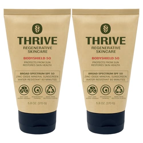 Thrive Natural Care Reef Safe Sunscreen SPF50 - Hawaii 104 Reef Act Compliant - Mineral Sunscreen Non-Nano Zinc Oxide - Vegan, (5.8 Oz (Pack of 2))