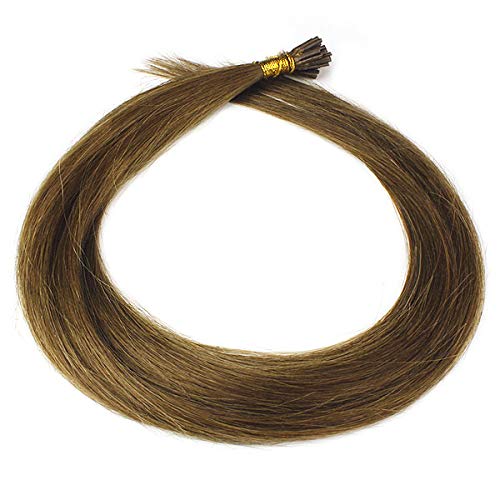 25 Strands Straight Micro Ring Links Locks Beads Keratin Stick I Tip Human Hair Extensions Color # 613 Platinum Blonde